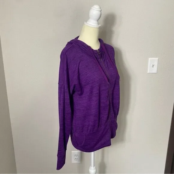 Athleta Heathered Purple Full Zip Hoodie W/ Thumbholes Women's Size Small - Picture 12 of 16